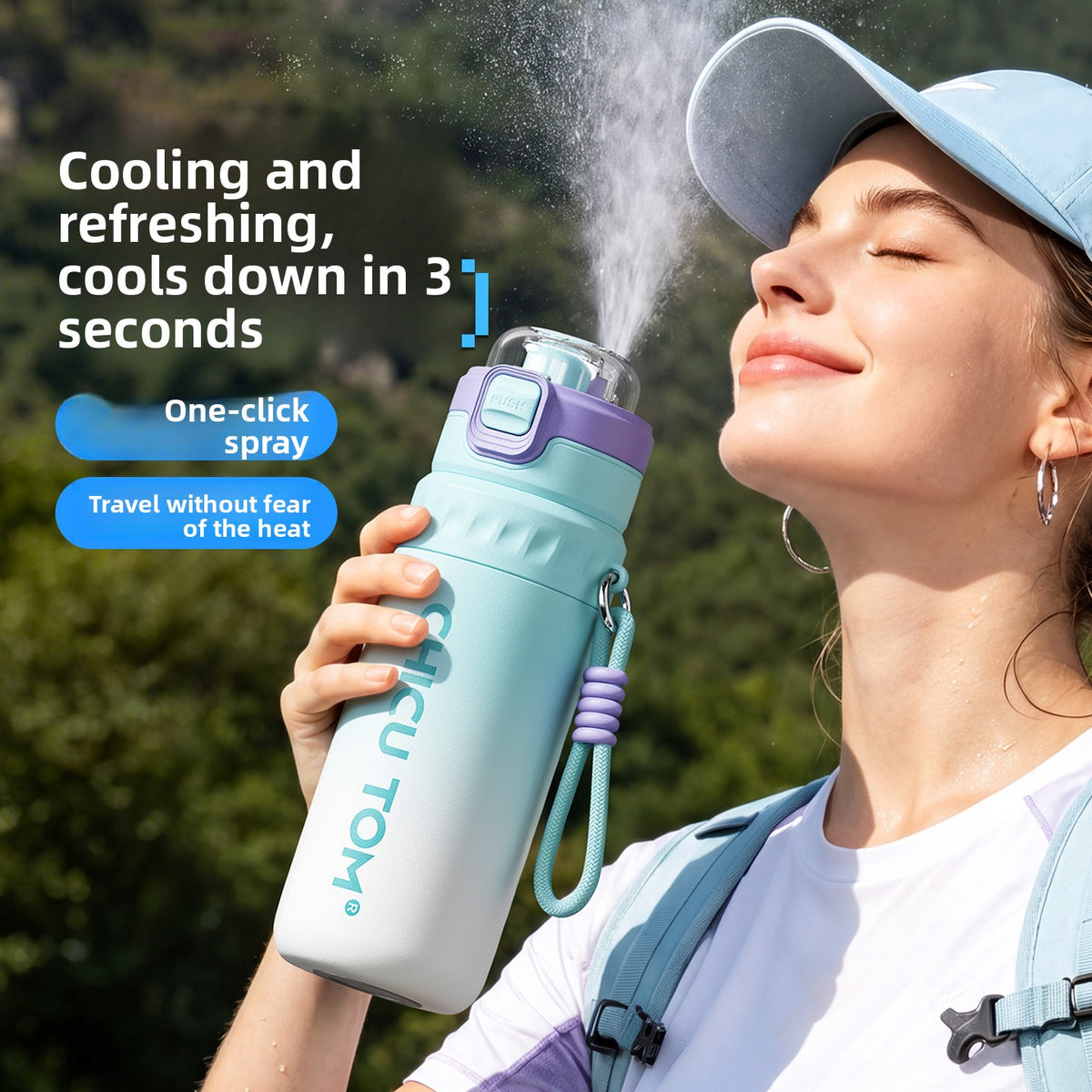 Insulated Spray Water Bottle 630ml for Children Students Sports Straw Cup MouZYuan