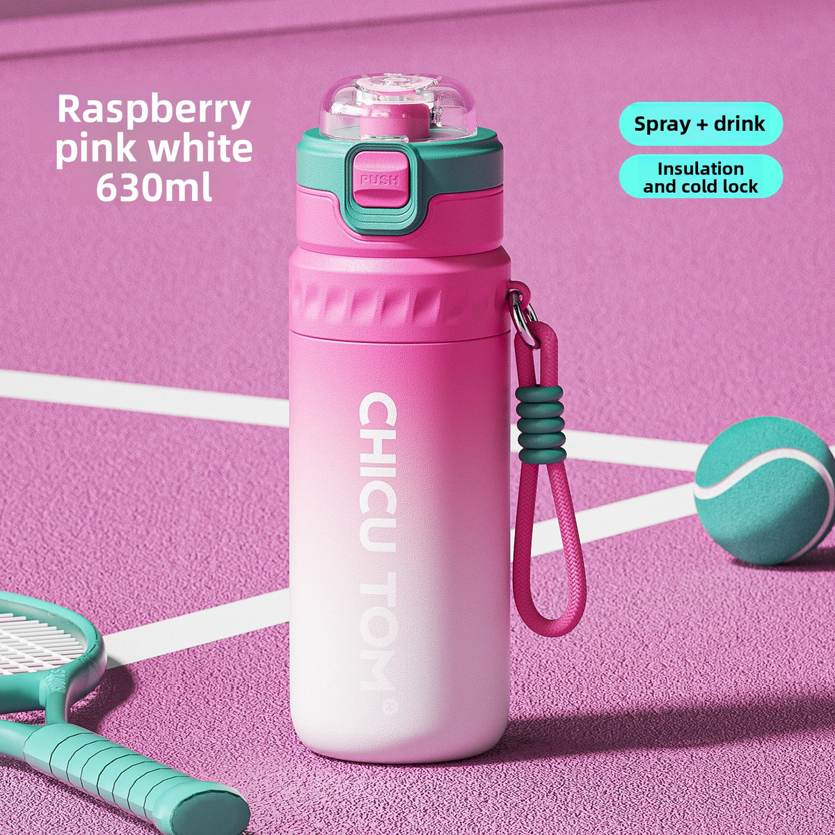 Insulated Spray Water Bottle 630ml for Children Students Sports Straw Cup MouZYuan