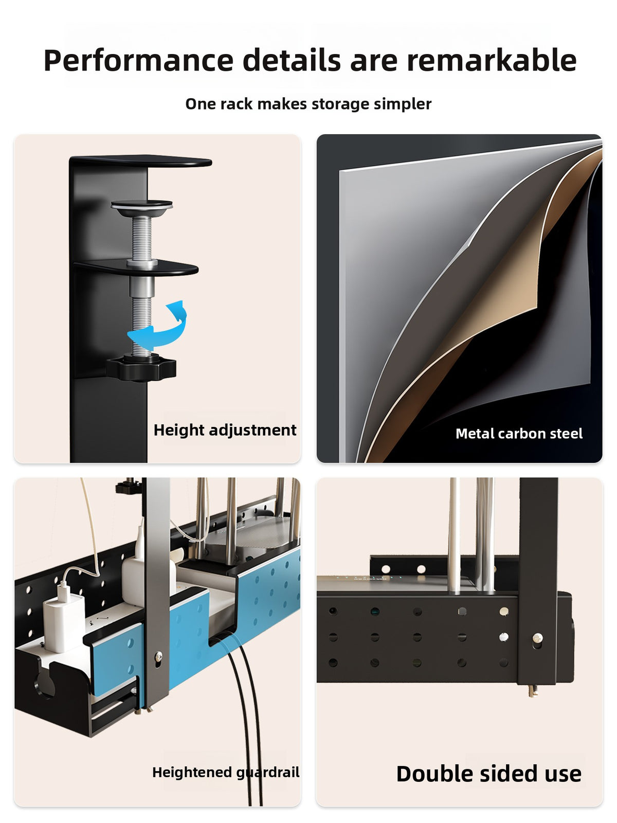 Drill-free under-desk cable organizer amah.sa