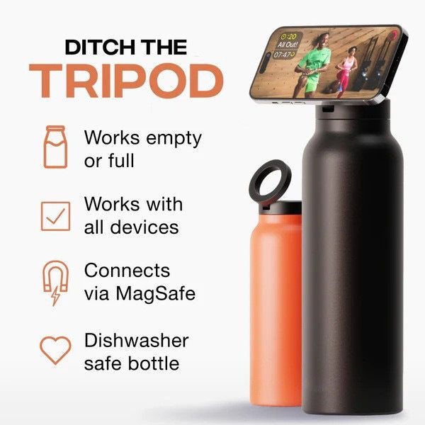 Magnetic Insulated Water Bottle with Phone Holder MouZYuan