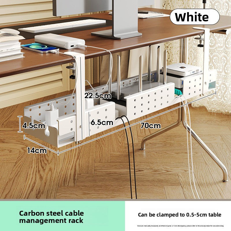 Drill-free under-desk cable organizer amah.sa