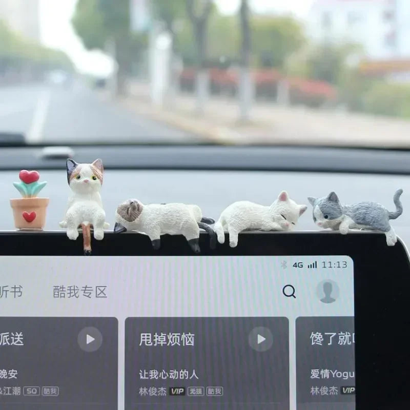 Home DIY Decoration Cute Desktop Gifts Cartoon Simulation Edge Hang Cat Car Center Console Ornaments Decoration Car Accessories