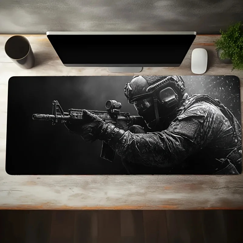 Large Mouse Pad Tactical Soldier Design Non-Slip XXL desk pad gaming accessories Stitched Edges for Home and game for fps gamer amah.sa