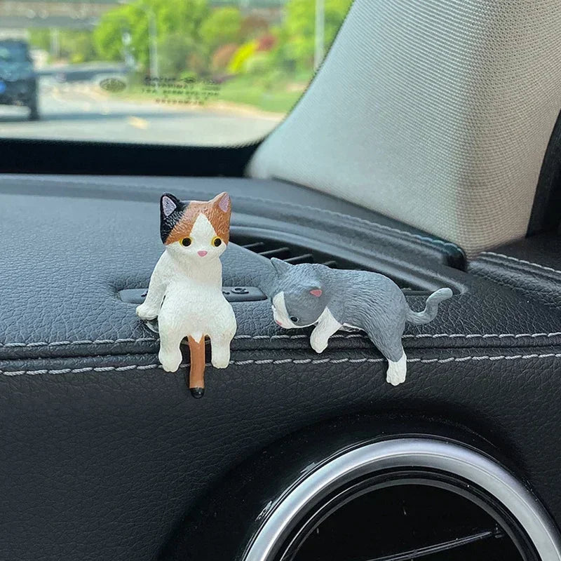 Home DIY Decoration Cute Desktop Gifts Cartoon Simulation Edge Hang Cat Car Center Console Ornaments Decoration Car Accessories