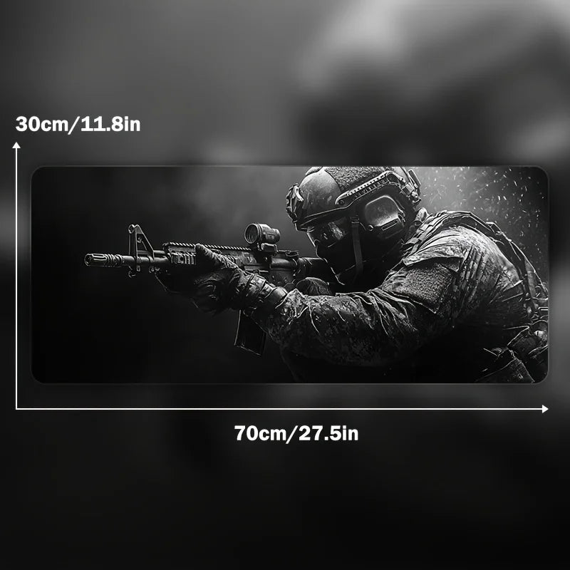 Large Mouse Pad Tactical Soldier Design Non-Slip XXL desk pad gaming accessories Stitched Edges for Home and game for fps gamer amah.sa