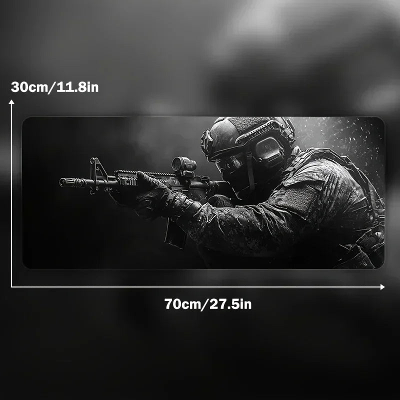 Large Mouse Pad Tactical Soldier Design Non-Slip XXL desk pad gaming accessories Stitched Edges for Home and game for fps gamer
