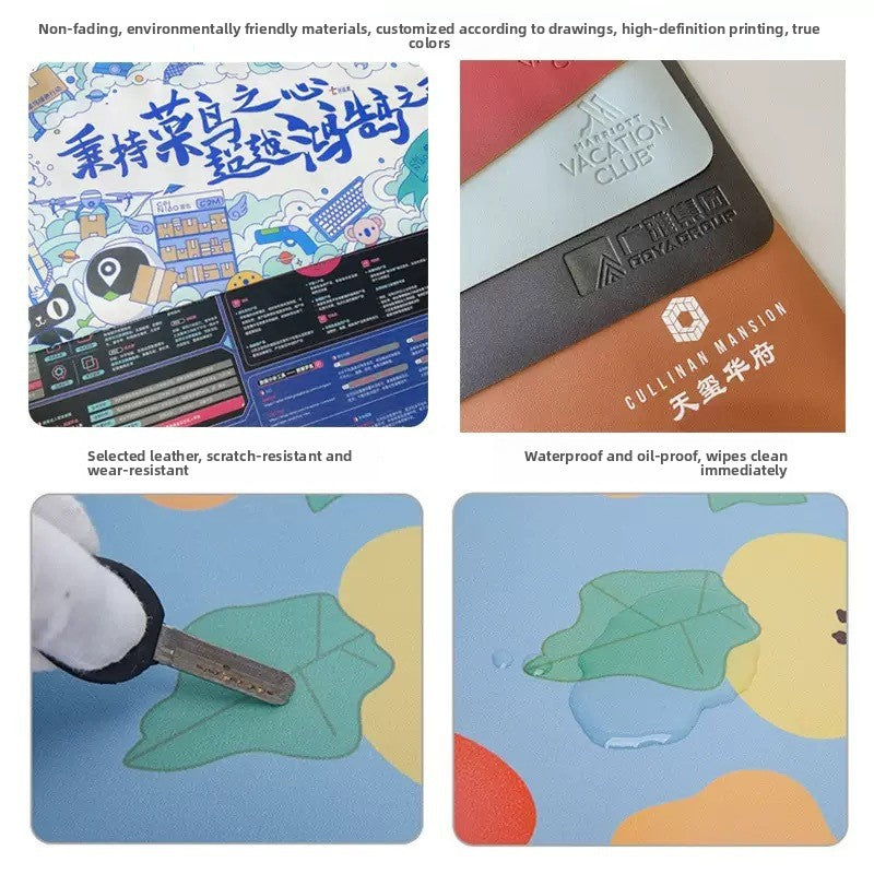Large-sized mouse pad leather desk mat amah.sa