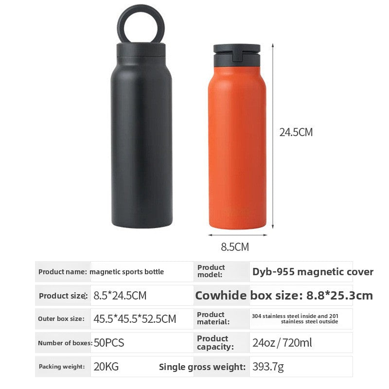 Magnetic Insulated Water Bottle with Phone Holder MouZYuan