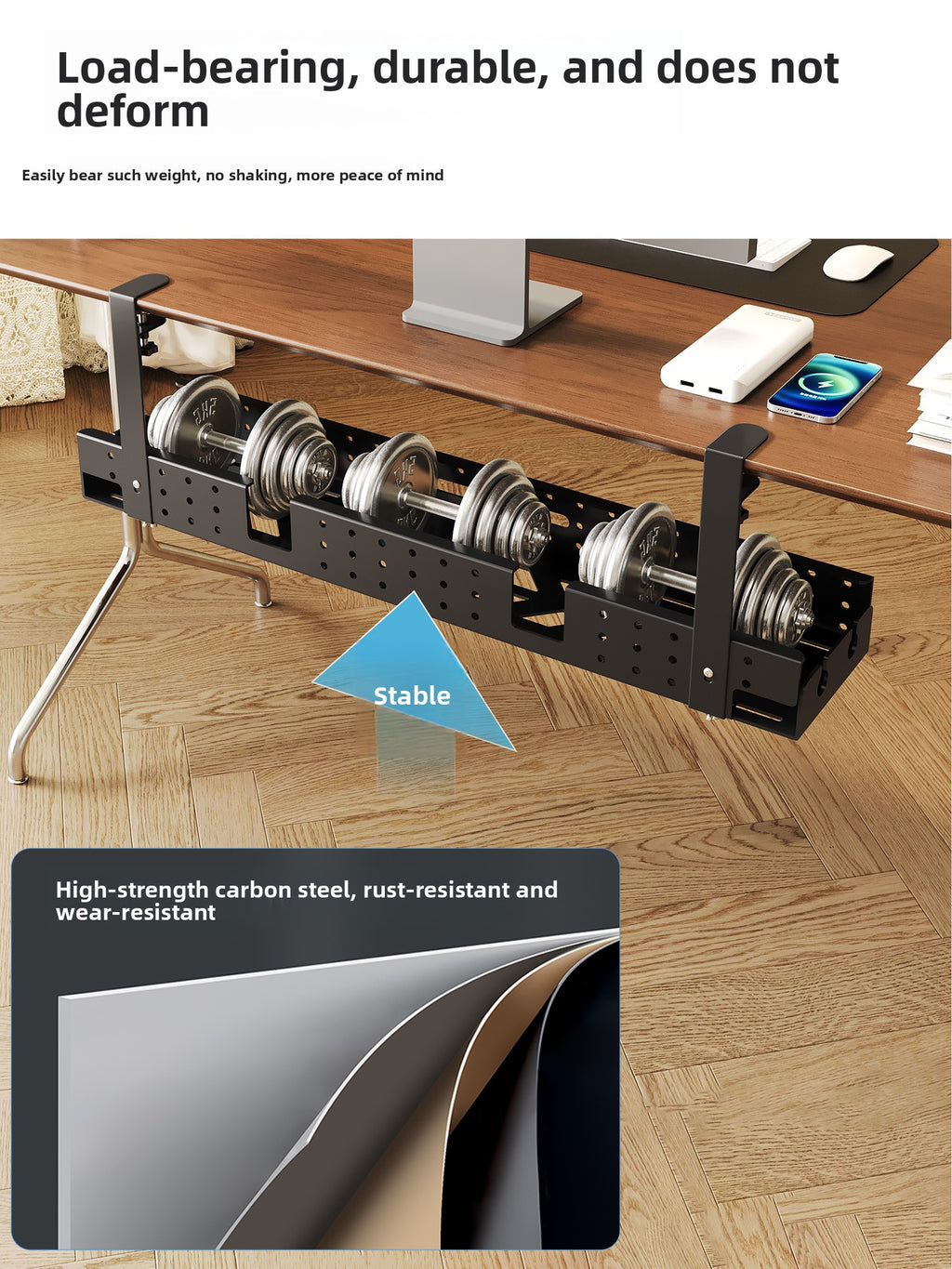 Drill-free under-desk cable organizer amah.sa